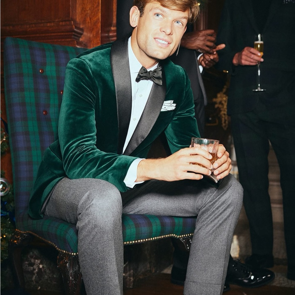 Brooks Brothers Green Velvet Men's Dinner Jacket with Satin Lapels